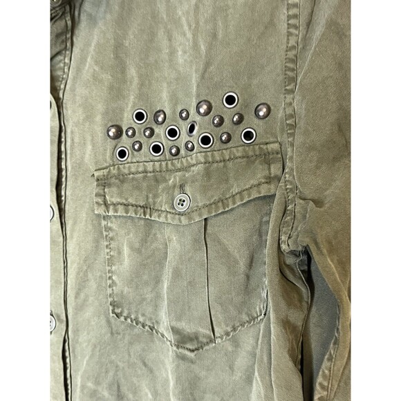 Paige Button Down Tencel Blouse Army Green Size Extra Small XS - Picture 4 of 8